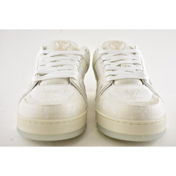 Louis Vuitton Beige Denim Monogram White Low Top Trainer Sneaker UK 9 US 10 11 - Picture 9 of 16